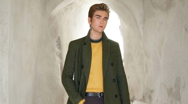 Gabriel-Kane Day-Lewis Travels to Santorini for Americana Manhasset Fall '18 Fashion Book Gabriel-Kane Day-Lewis dons a fall-winter 2018 look from BOSS.