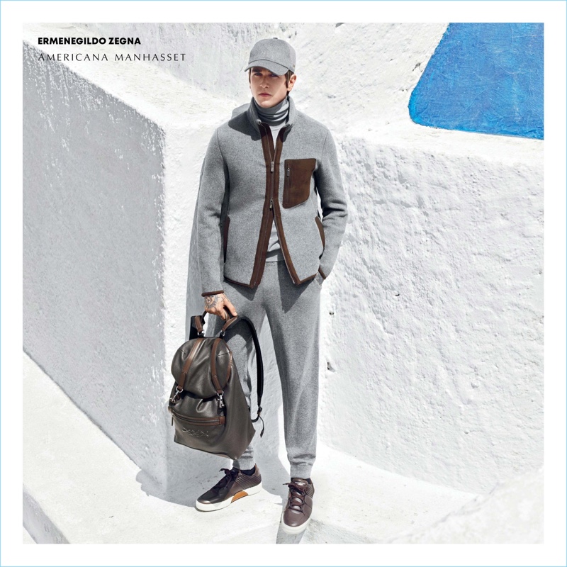 Embracing grey and brown, Gabriel-Kane Day Lewis sports Ermenegildo Zegna.