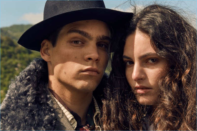 Models Federico Spinas and Talia Ferralis appear in Antonio Marras' fall-winter 2018 campaign.