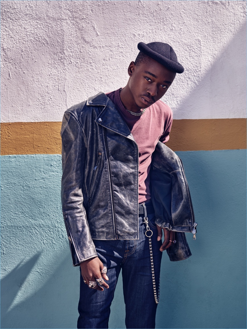 Ashton Sanders fronts 7 For All Mankind's fall-winter 2018 men's campaign.