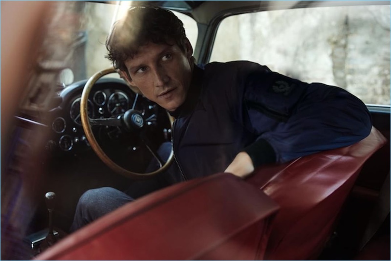 Getting behind the wheel, Roch Barbot stars in Belstaff's fall-winter 2018 campaign.