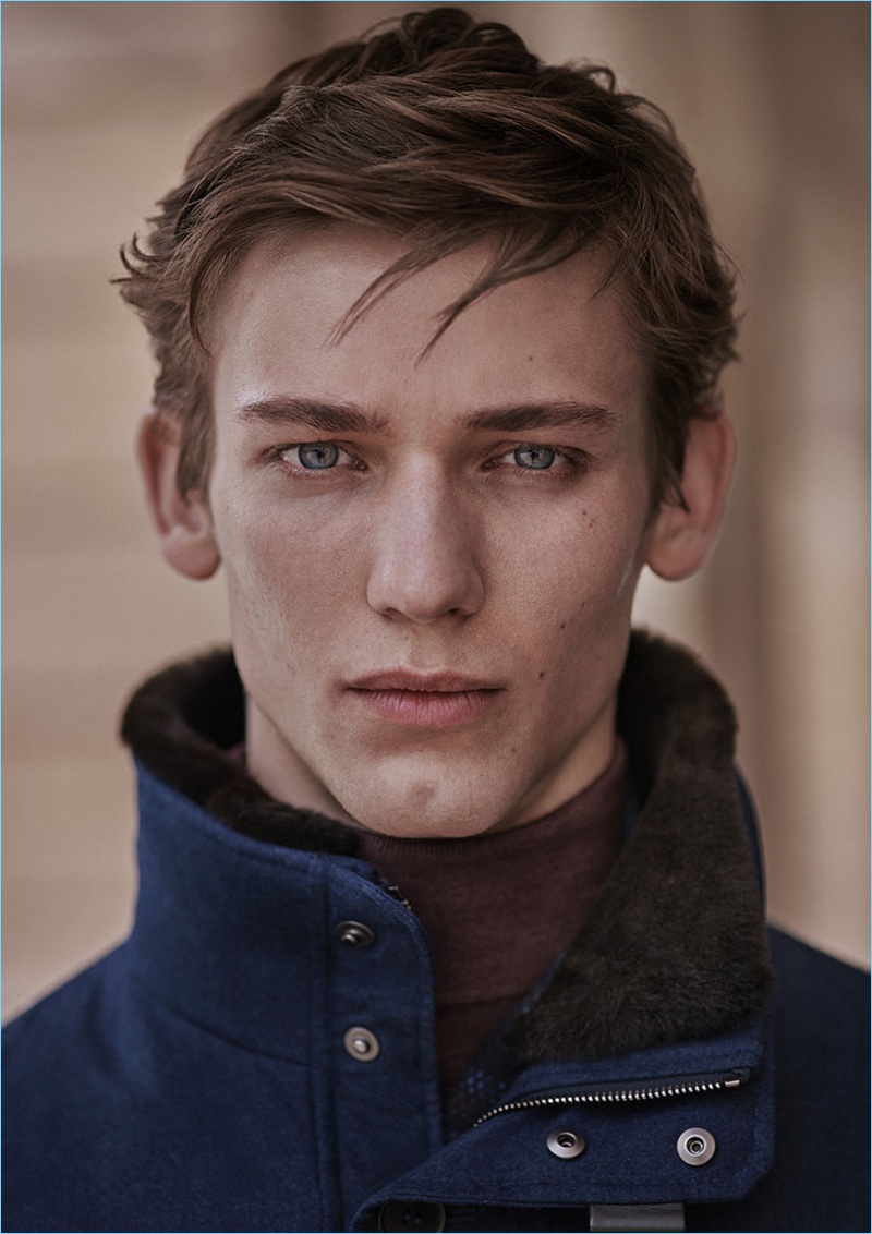 Model Christopher Einla appears in Canali's fall-winter 2018 catalog.