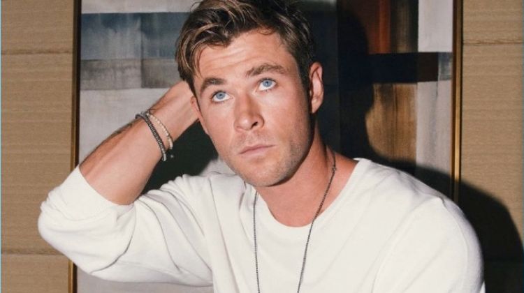 Sporting BOSS, Chris Hemsworth stars in a photo shoot.