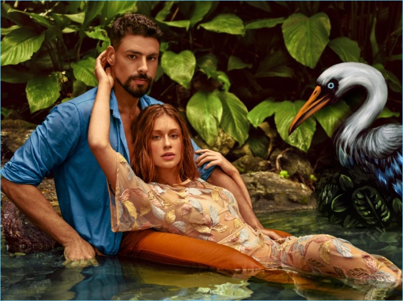 Embracing beachy vibes, Marina Ruy Barbosa and Cauã Reymond front Colcci's spring-summer 2019 campaign.