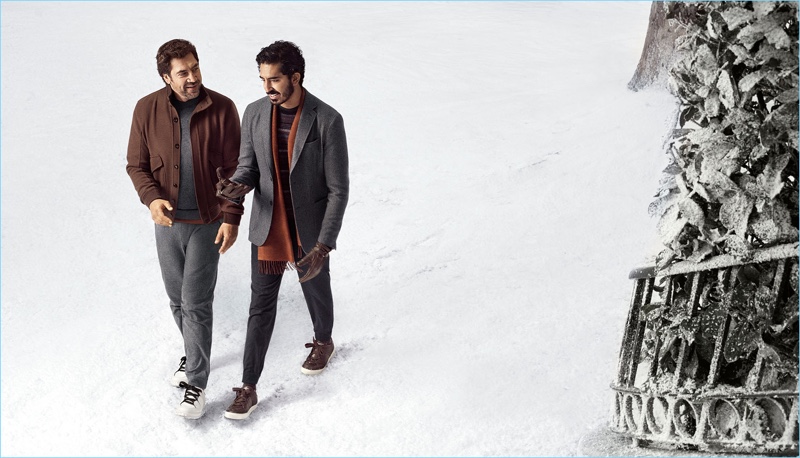 Actors Javier Bardem and Dev Patel reunite for Ermenegildo Zegna's fall-winter 2018 campaign.