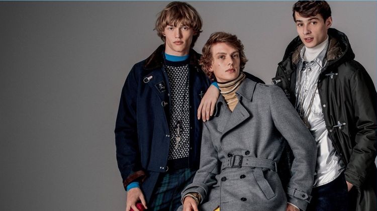 Kerkko Sariola, Leon Dame, and Adrien Sahores front Fay's fall-winter 2018 campaign.