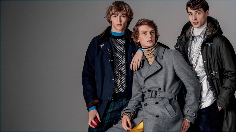 Kerkko Sariola, Leon Dame, and Adrien Sahores front Fay's fall-winter 2018 campaign.