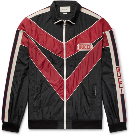 Gucci - Appliquéd Striped Shell Jacket 