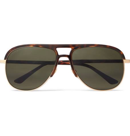 gucci men's aviator acetate sunglasses