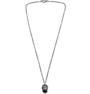 Gucci - Burnished Silver-Tone Swarovski Crystal Necklace - Men - Silver Gucci - Burnished Silver-Tone Swarovski Crystal Necklace - Silver