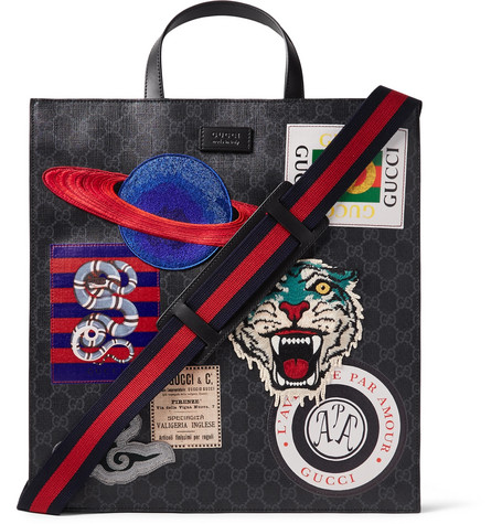 gucci canvas tote bag black