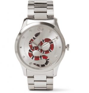 Gucci - G-Timeless Snake-Dial 38mm Stainless Steel Watch - Men - Silver Gucci - G-Timeless Snake-Dial 38mm Stainless Steel Watch - Silver