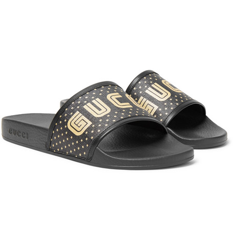 gucci slides black and gold