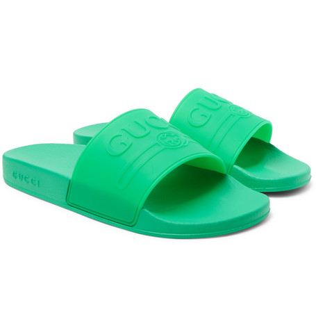 gucci logo rubber slides