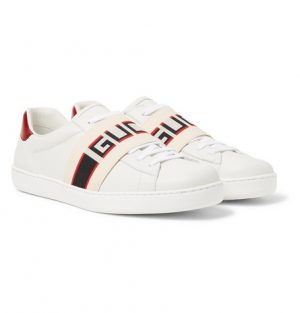 Gucci - Logo-Print Leather Sneakers - Men - White Gucci - Logo-Print Leather Sneakers - White