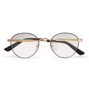 Gucci - Round-Frame Gold-Tone and Enamel Optical Glasses - Men - Gold Gucci - Round-Frame Enamelled Gold-Tone Optical Glasses - Clear