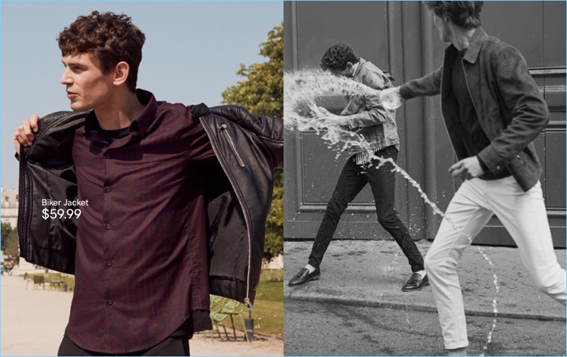 Biker Jacket: Arthur Gosse sports a H&M biker jacket.