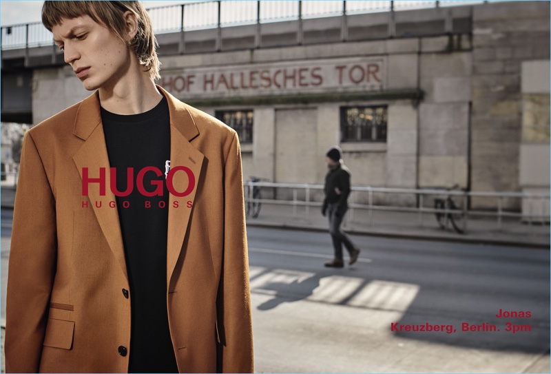 German model Jonas Glöer appears in HUGO's fall-winter 2018 men's campaign.