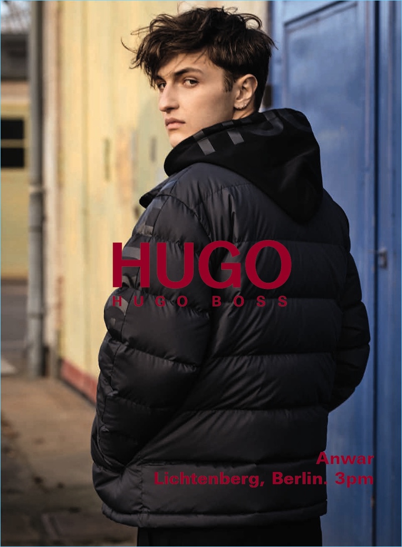 Anwar Hadid fronts HUGO's fall-winter 2018 men's campaign.