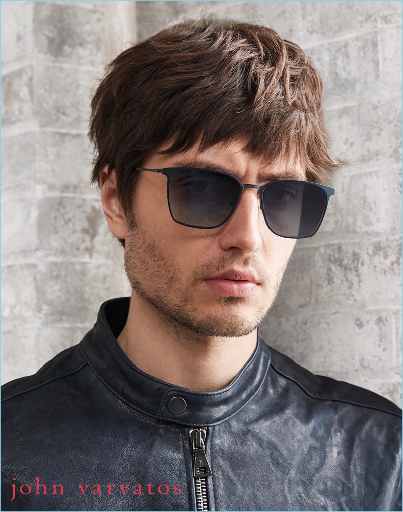 Spencer Draeger dons sunglasses for John Varvatos' pre-fall 2018 campaign.