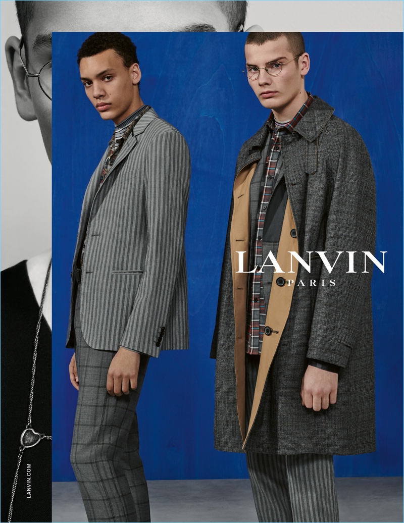 Simon Bornhall and Baptiste Perrin appear in Lanvin's fall-winter 2018 men's campaign.