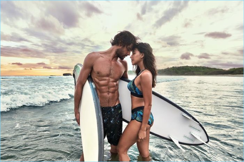 Models Marlon Teixeira and Mariana Rios come together for Track & Field's summer 2019 campaign.