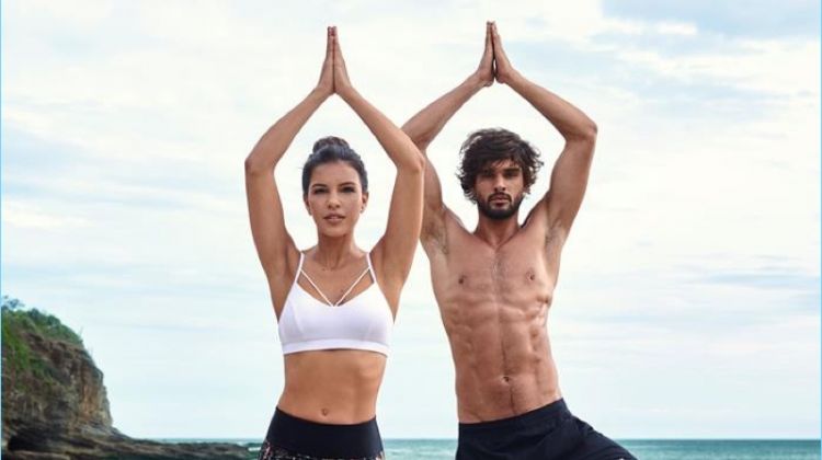 Mariana Rios and Marlon Teixeira do yoga for Track & Field's summer 2018 campaign.