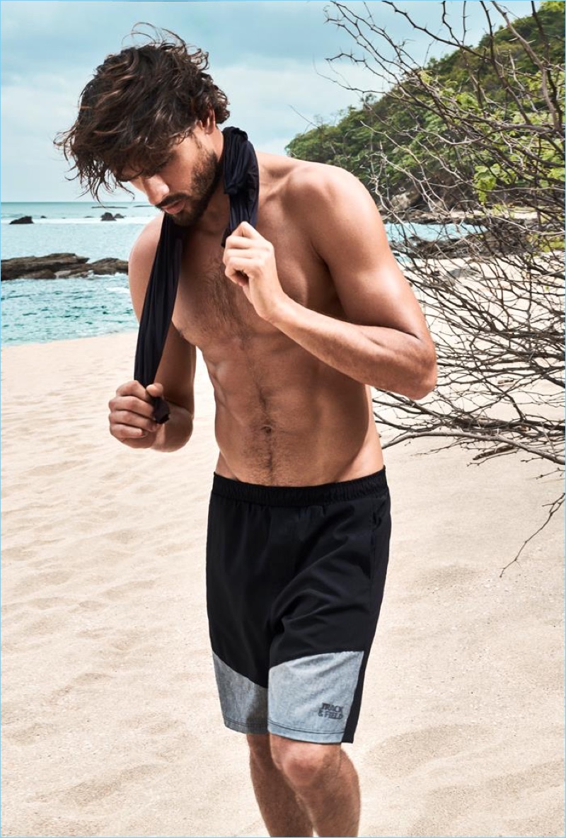 Brazilian model Marlon Teixeira fronts Track & Field's summer 2019 campaign.