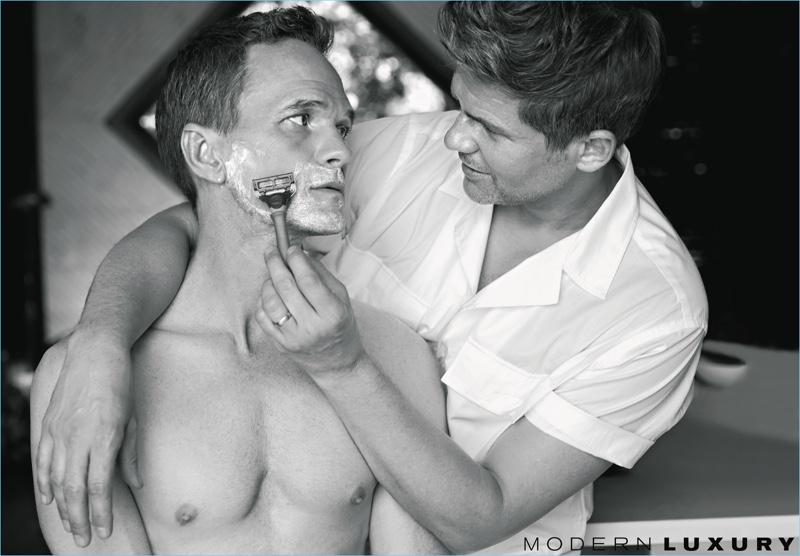 Neil Patrick Harris and David Burtka pose for Hamptons magazine. Burtka wears a Stella McCartney shirt. » Neil Patrick Harris & David Burtka Cover Hamptons Magazine Neil Patrick Harris and David Burtka pose for Hamptons magazine. Burtka wears a Stella McCartney shirt.