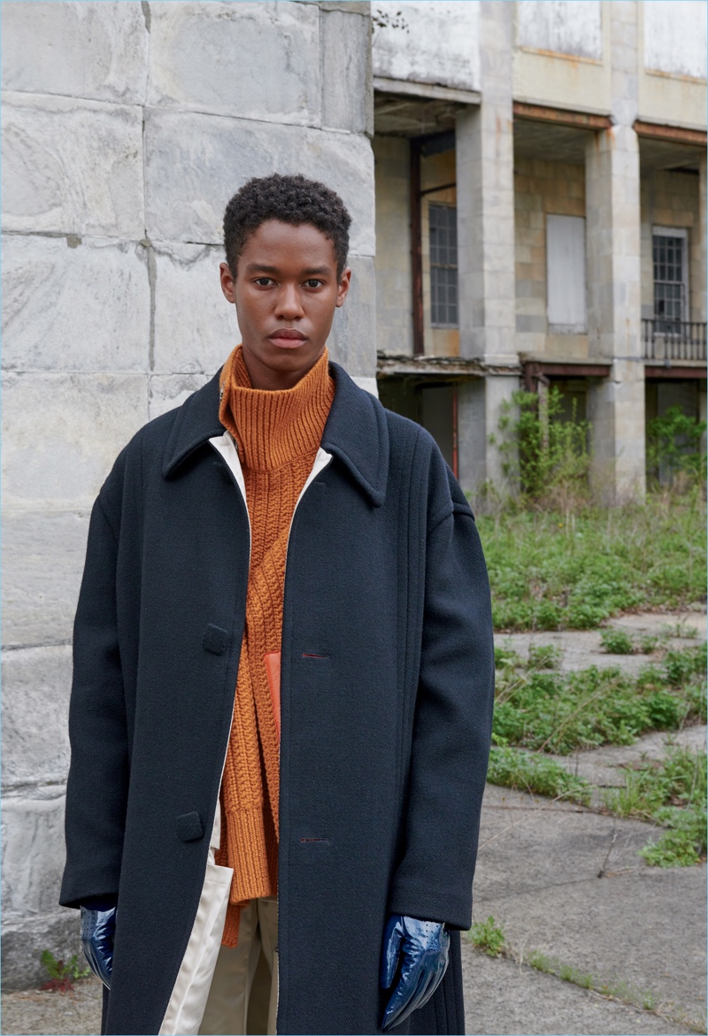 Caleb Elijah wears Raf Simons for Nordstrom's fall 2018 men's campaign.