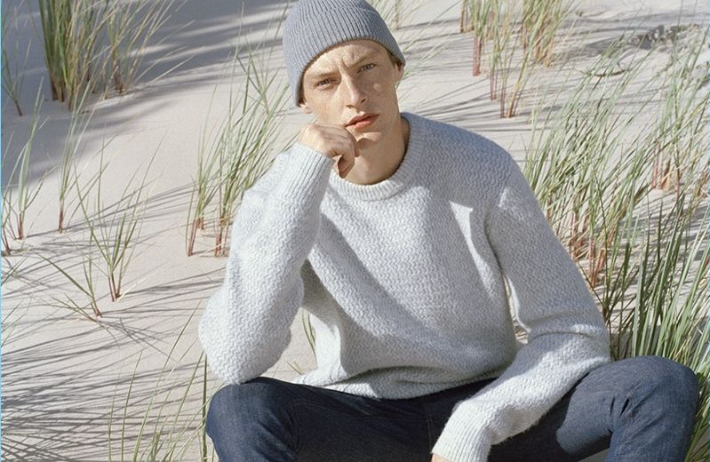 Roberto Sipos Heads Outdoors, Sports Reserved Fall '18 Collection A smart vision, Roberto Sipos wears a sweater and slim-fit jeans.