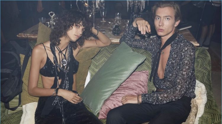 Mica Argañaraz and Paul Hameline front Saint Laurent's spring-summer 2019 campaign.