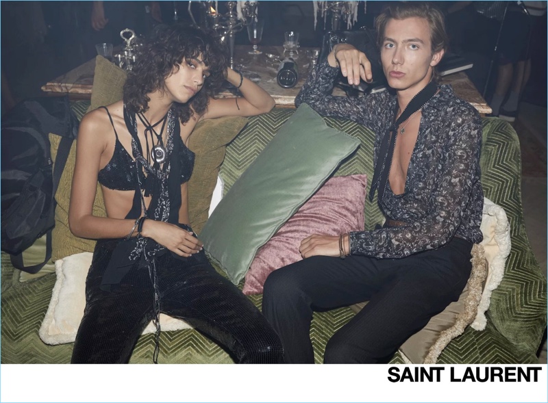 Mica Argañaraz and Paul Hameline front Saint Laurent's spring-summer 2019 campaign.