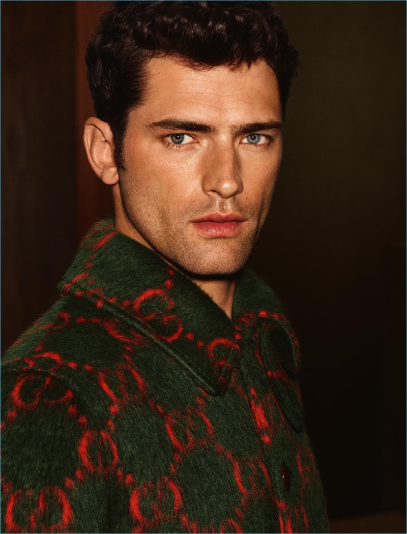 Sean O'Pry wears a Gucci coat for Holt Renfrew.