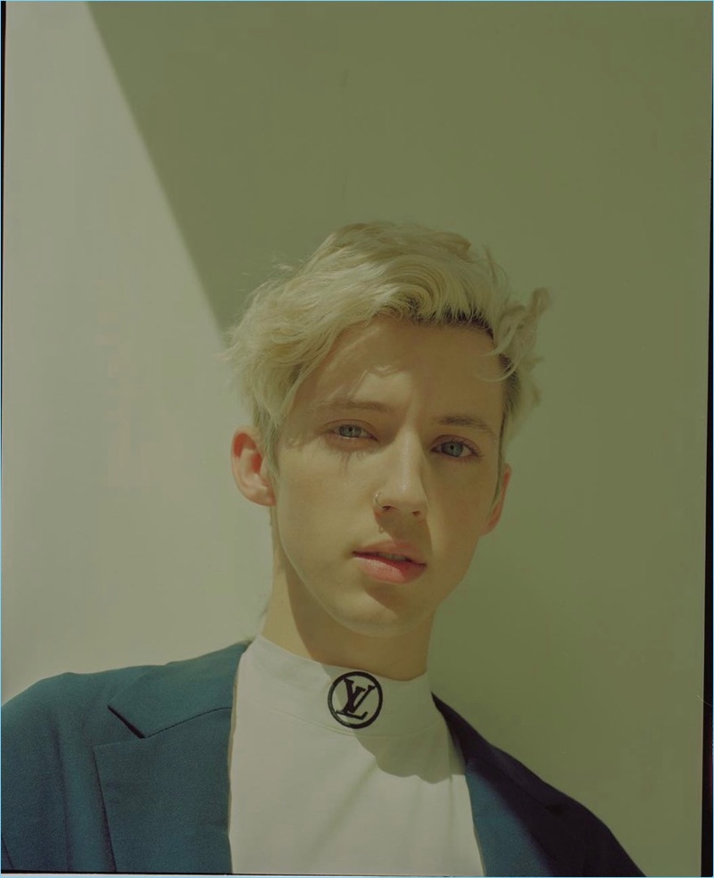 Sporting Louis Vuitton, Troye Sivan connects with Time magazine.