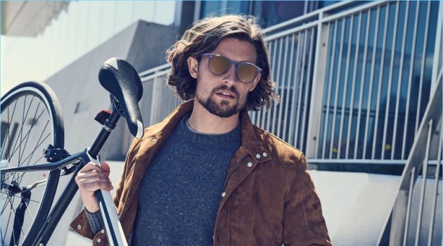 Wouter Peelen is on the Move in New Looks from Neiman Marcus Wouter Peelen sports a Peter Millar crewneck sweater and corduroy pants with a brown suede jacket.