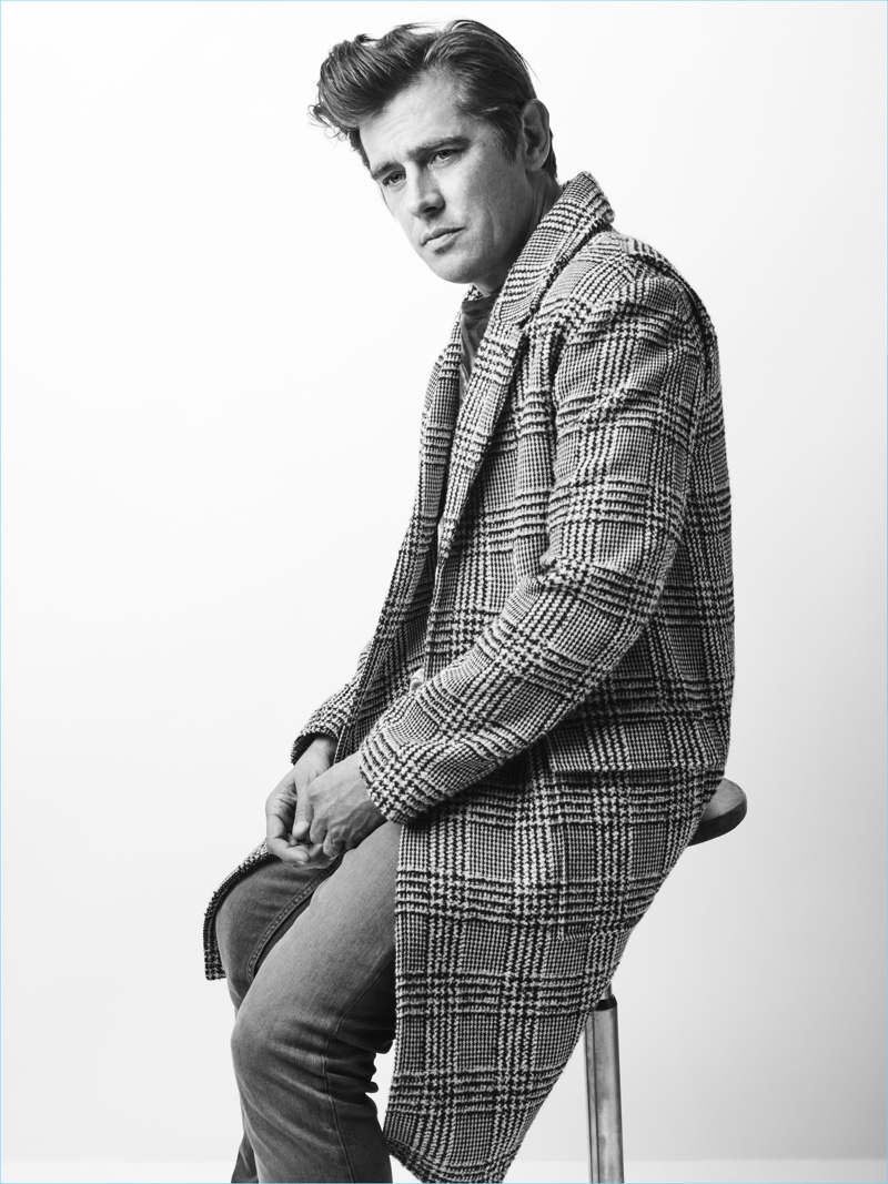 Donning a check coat, Werner Schreyer stars in Zadig & Voltaire's fall-winter 2018 campaign.