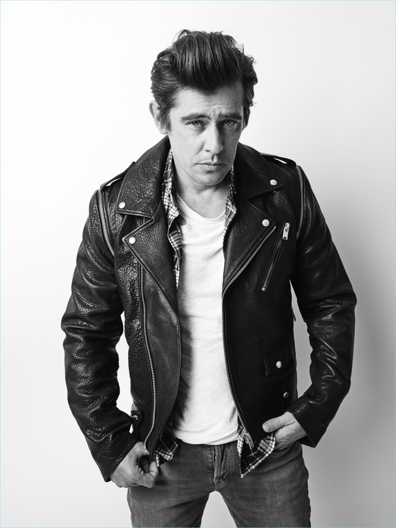 Werner Schreyer rocks a leather biker jacket for Zadig & Voltaire's fall-winter 2018 campaign.