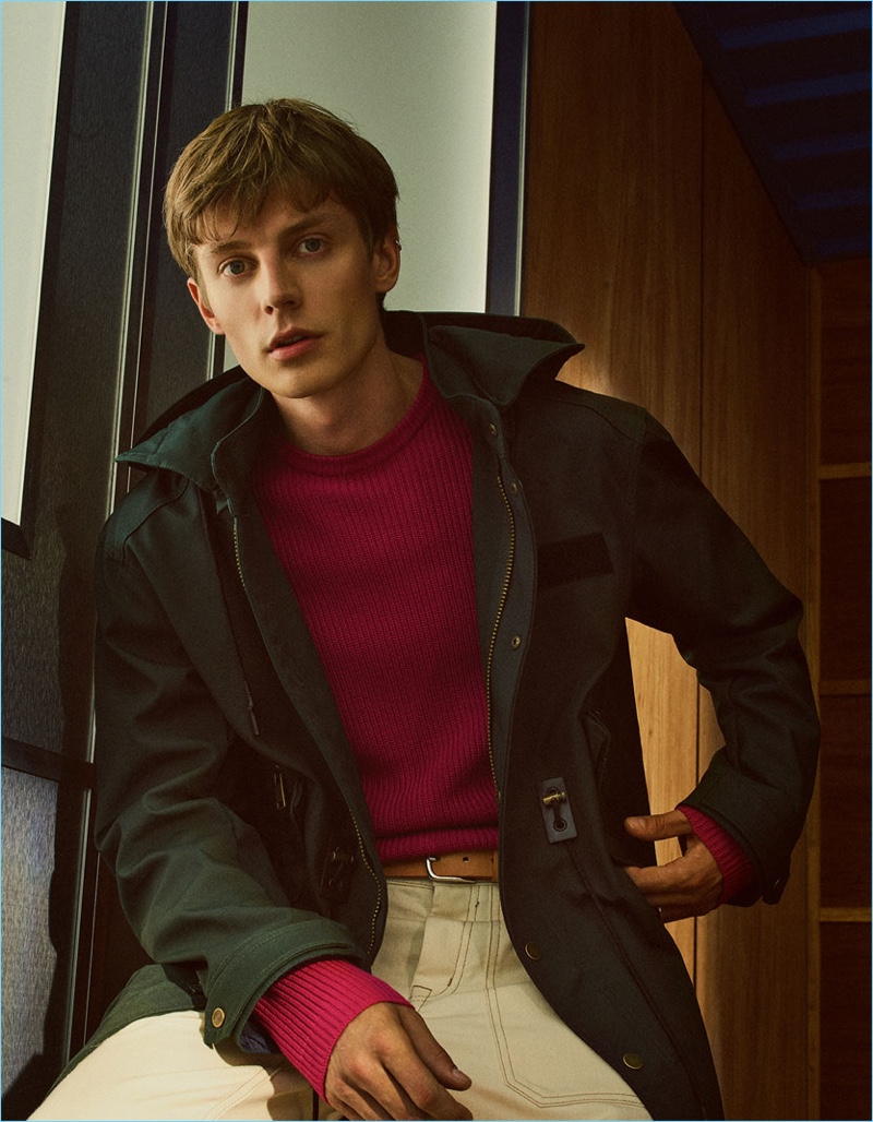 Janis Ancens sports a colorful fall look from Zara Man.