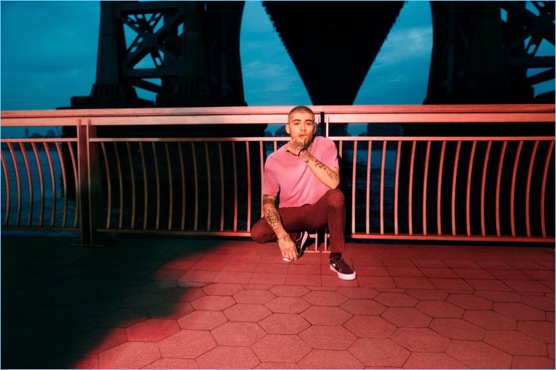 Front and center, Zayn Malik appears in the Converse One Star Carnival collection campaign.