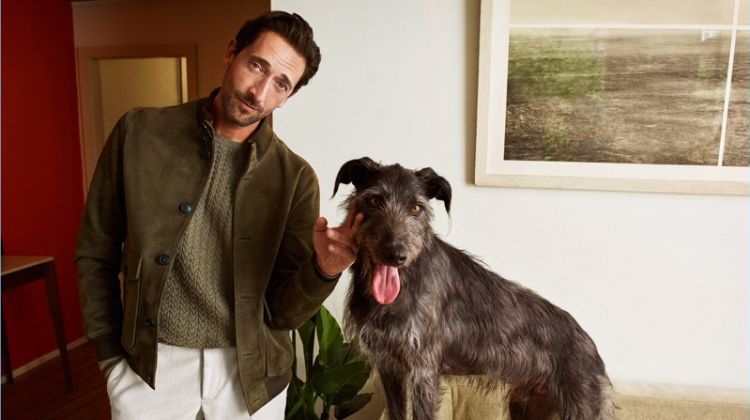 Adrien Brody stars in Mango's fall-winter 2018 campaign with his dog Opi.