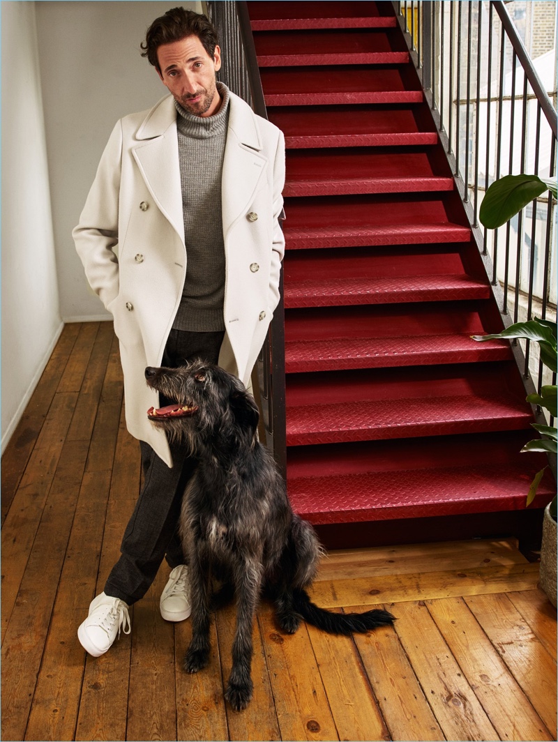 Actor Adrien Brody fronts Mango's fall-winter 2018 campaign with his dog Opi.