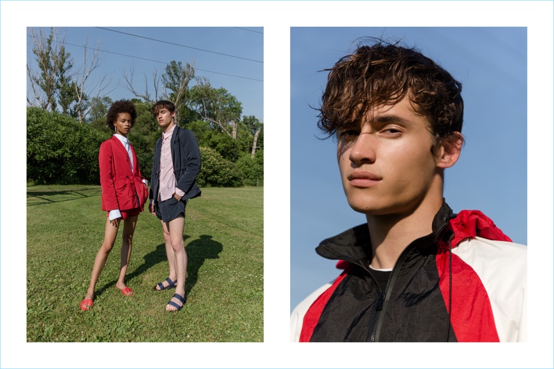 Cleo (Plutino Models) and Pierre-Alexandre Gosee (Next) star in Andrew Coimbra's spring-summer 2019 lookbook.