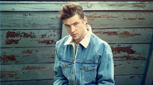 Boyd Holbrook Stars in Alexa Shoot, Talks Roles Front and center, Boyd Holbrook wears a Fear of God denim trucker jacket, Cotton Citizen t-shirt, Carhartt WIP pants, and Dr Martens boots.