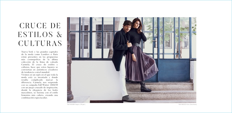 Hervás & Harcher photograph Andres Velencoso and Isabeli Fontana for Carmela Shoes.