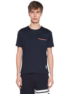 Cotton Jersey T-shirt W/ Striped Details Cotton Jersey T-shirt W/ Striped Details
