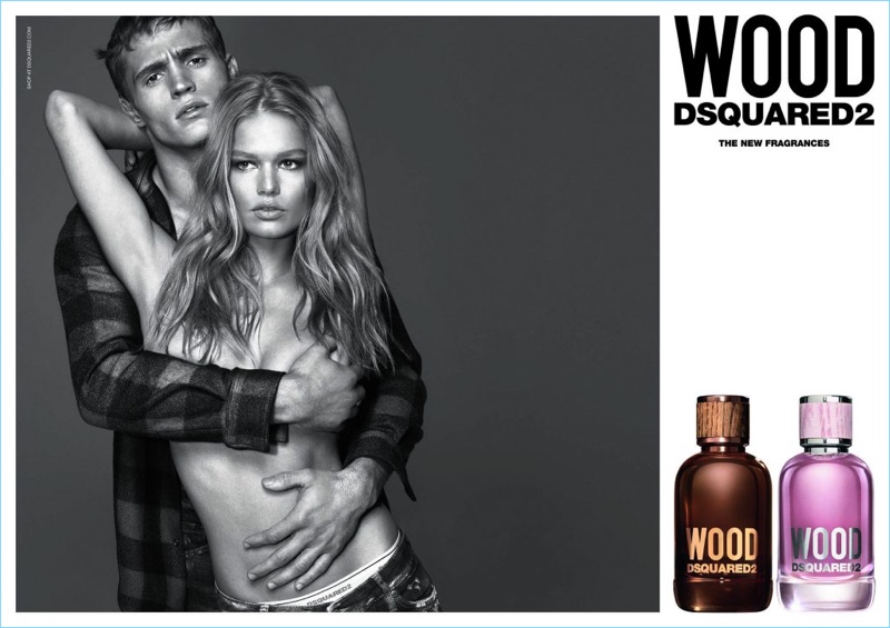 Models Julian Schneyder and Anna Ewers come together as the faces of Dsquared2's Wood fragrance campaign.