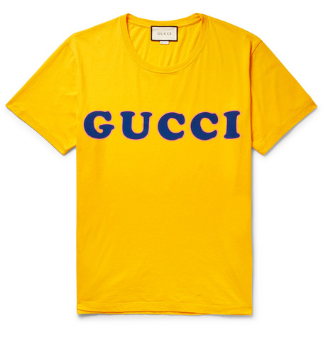 Gucci - Distressed Logo-Print Cotton-Jersey T-Shirt - Marigold | The ...