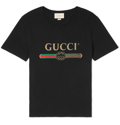 Gucci - Printed Cotton-Jersey T-Shirt - Black | The Fashionisto
