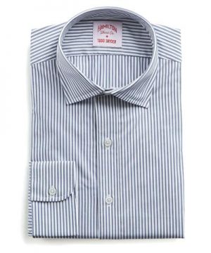 Hamilton Navy and White Stripe Poplin Shirt Hamilton Navy and White Stripe Poplin Shirt